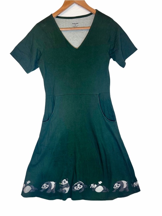 Svaha Dresses & Skirts - Svaha Green Panda A-Line Dress | 100% Organic Cotton | Pockets | Size Small